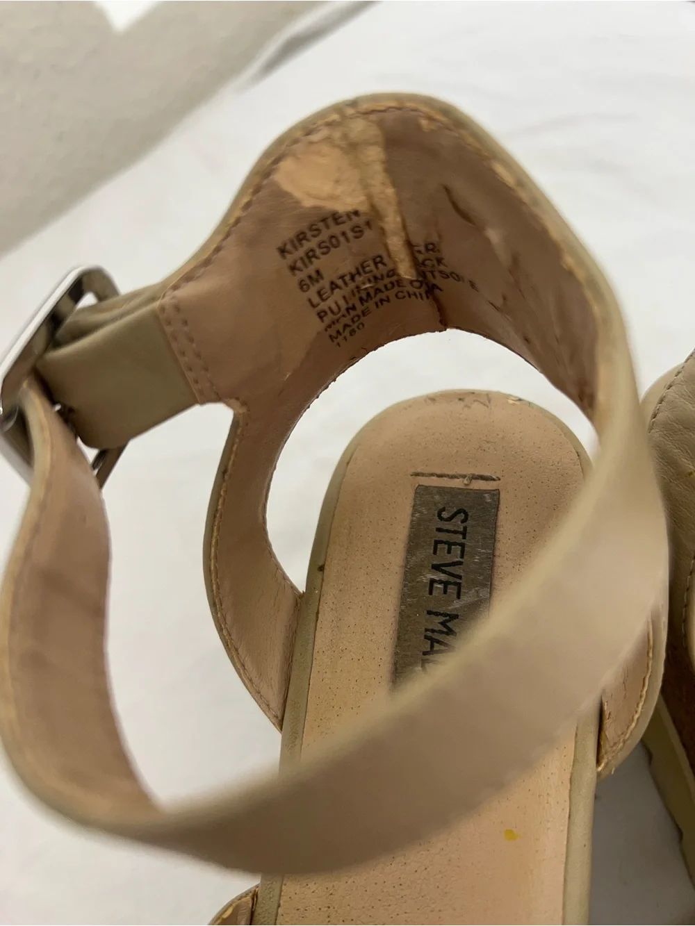 Steve Madden Beige Cork Platform Sandals with Ankle Buckle
